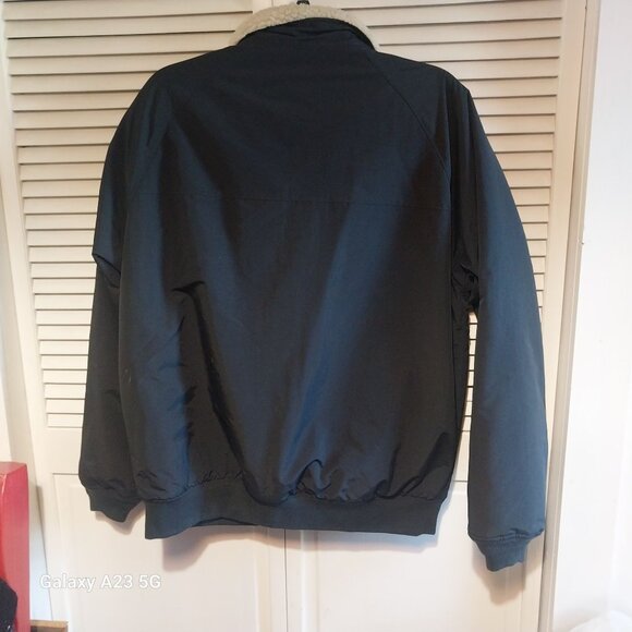 Lands End Mens Black Sherpa-Lined Jacket L/T Nylon Exterior Polyester Lining War - Picture 3 of 7